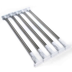 KSL Adjustable Stainless Steel Extendable Shower Curtain Rod No Drill Telescopic Metal Tension Pole