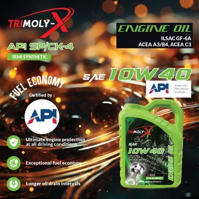 TRIMOLY-X TRIMOLYX 10W40 SEMI SYNTHETIC ENGINE OIL SP/CF 4L Car Lubricant