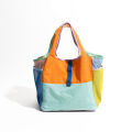 MABULA Colorful Nylon Woman Tote Handbag Patchwork Lightweight Letter Embroidery Fashion Phone Purse Girl Casual Shopping Bag. 