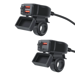 USB xe máy 6.8A Cổng đôi chống Bụi Sạc USB nhanh chóng Vôn kế & thiết kế chống thấm nước cho điện thoại