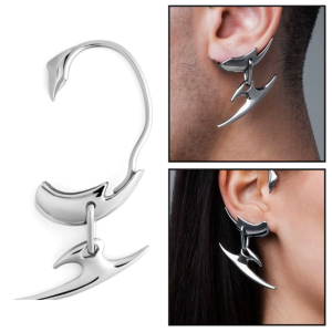 Phóng đại Kẹp Bông tai dao daggers-mặt Dây chuyền cổ điển Punk Hoa tai Dark Devil Bông tai dài ôm vành tai cho bữa tiệc Halloween Phụ kiện