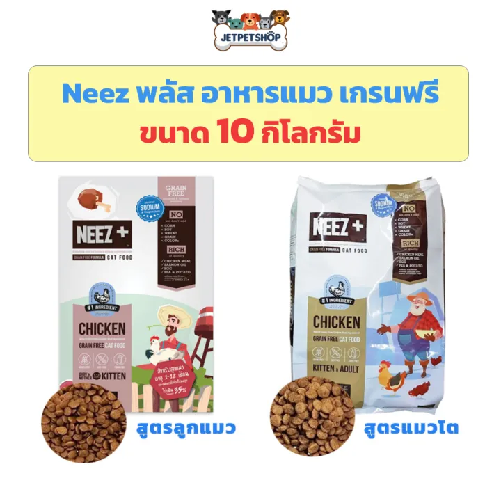 อาหารแมว Neez Plus เกรนฟรี 10 กก. ลดขนร่วง