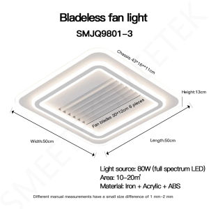 Living Room Ceiling Lamp Bladeless Silent Fan Light Bedroom Study Childrens Room Smart Lamp