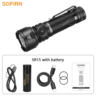 Sofirn SR15 Flashlight 4500LM SFT25R Powerful LED Light 21700 USB C Rechargeable 5V/3A Charge and Discharge Torch