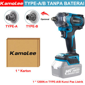Kamolee Kunci Pas Elektrik 1/2 &1/4 Inci Tanpa Kabel Tanpa Kabel Torsi Tinggi 1200N.M untuk Perbaikan Rumah Tangga/Mobil