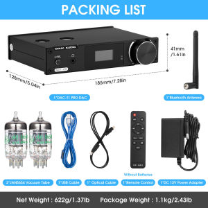 Douk Audio DAC T1 PRO HiFi Tube Preamp with Bluetooth 5.0 Receiver S/PDIF USB DAC D/A Audio Adapter Headphone Amp W/OLED Display