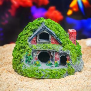 OUTOPEN Decorative Fish Shrimp Hideout Lifelike Resin Fish Hiding Reptile Hole Creative Simulation Moss House Landscaping Fish Tank