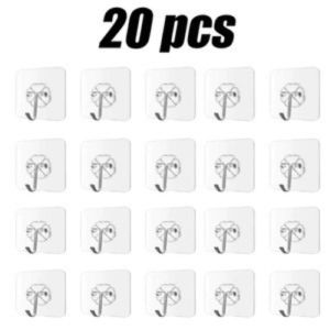 Transparent Self-Adhesive Wall Hooks Strong No-Drill Hangers for Doors and Walls Kitchen Bathroom hook