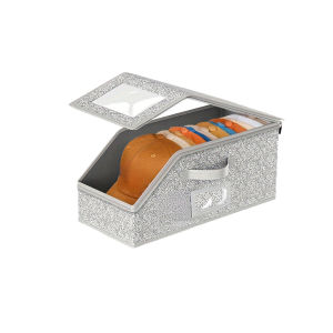 Hat Storage Box Large Capacity Foldable Dustproof Zipper Transparent Lid Stackable for Closet Wardrobe Home