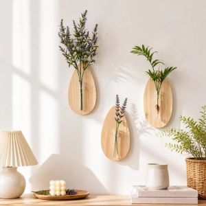 WARM HOUSEWORK Wooden Wall Mounted Planter Vase Home Ornaments Wall Decoration Flower Holder Retro Hydroponic Planter Shelf Indoor Garden