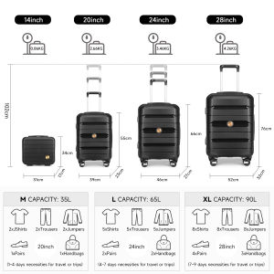 SEA CHOIC Koper Set 14+20/24/28 inch Kabin PP FIBER Hardcase Classic Bagasi Travel Fahsion TasTSA Lock