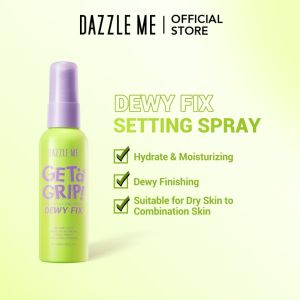 DAZZLE ME Get a Grip! Matte Fix Setting Spray 60ml 24H Makeup Lockdown Film Former 4D Centella Oil Control Waterproof Sweatproof Triple Proof Rose Water Hyaluronic Acid Squalane Matte Finish