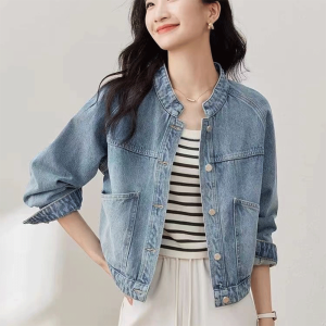2026 New Womens Jeans Jacket Slim-Fitting Denim Coat Long-Sleeve Design Retro Casual Style In Stock Fast Shipping