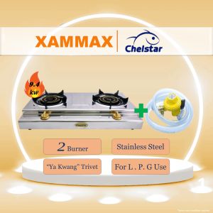 Chelstar - X118J - Stainless Steel Gas Stove / Low Pressure Stove / 2-Burner / Gas Cooker / Rinnai Gas Stove / Rubine Hob / Dapur Milux / Electrolux Gas Stove