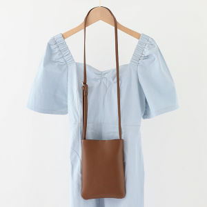 IELGY Ladies Korean Version Mori Style Literary Small Shoulder Bag Casual Retro Solid Color Vertical Mobile Phone Bag Simple Western Style Soft Leather Shoulder