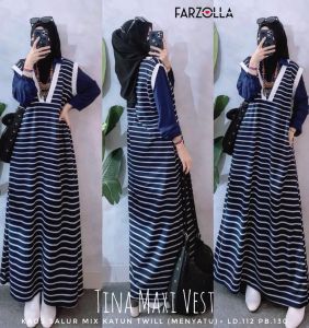 Tina Maxi Vest Kaos Salur Mix Katun Twill LD 112 cm PB 130 cm