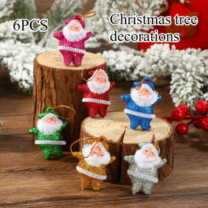 6Pcs Christmas Tree Decorations Christmas Cute Small Santa Claus Ornaments Festival Xmas Tree Festive Decor