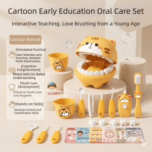 PENTU Montessori Dental Pretend Play Set Educational Early Learning Dental Simulation Toy Set Funny Intelligence Children Brushing Game Toddlers