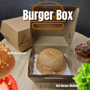 BOX BURGER KRAFT 10X10 CM ISI 50 CETAK LAMINASI  KOTAK BURGER  KEMASAN BURGER  BOX DIMSUM