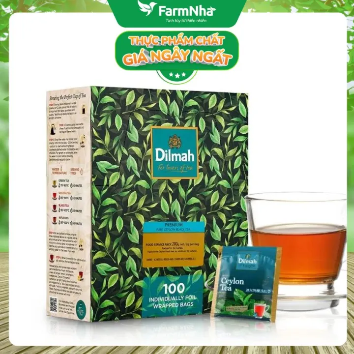 Trà Dilmah Premium Ceylon 200g 100 túi x 2g Túi thiếc - Trà đen Tinh Hoa Trà Sri Lanka