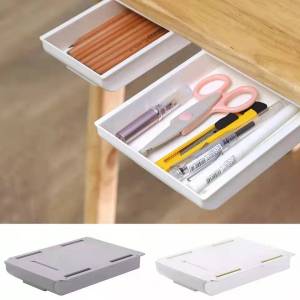 Desk Under Table Storage Boxes Hidden Drawer Organizer Desk Drawer Makeup Holder Self-adhesive