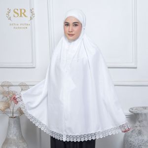 Bergo Umroh Haji Katun Premium Bersaku Renda Cantik