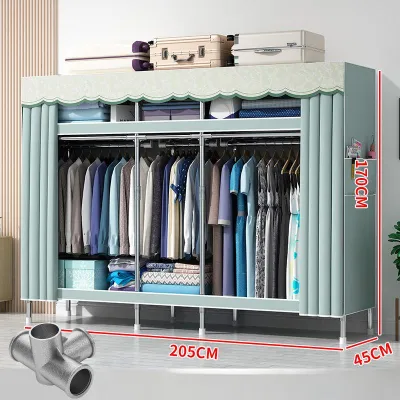 Modern Steel Pipe Wardrobe with Double-Door Design for Easy Storage - 20MM Metal Cloth Wardrobe for Rent Houses