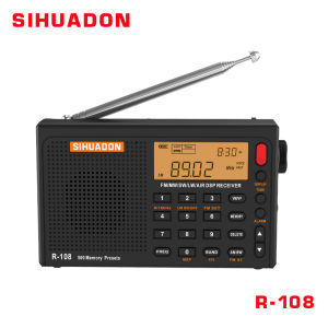 SIHUADON R-108 Portable Radio |  FM SW MW LW DSP AIR BAND Alarm Function Display Clock Temperature Speaker | Rechargeable radio