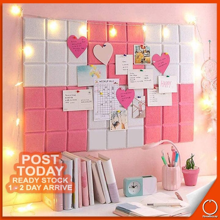 Nota Dinding 𝐃𝐈𝐘 Felt Board Square Tiles Notice Memo Photo Notes Bulletin Pin Boards ...