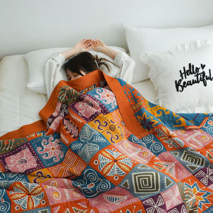 [Yongyw] Chăn bông cotton siêu mềm in họa tiết chăn gạc năm lớp chăn điều hòa cỡ Queen Super King