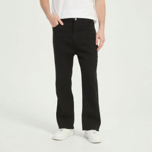 Bonnie Cathy กางเกงยีนส์สีดำกางเกงยีนส์ผู้ชายอเมริกันไมโครฮอร์นสลิมฟิต