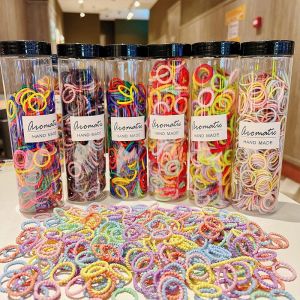 Hộp 300 chiếc chun tóc sợi nhỏ nhiều màu sắc cho bé thời trang ống dây buộc tóc mềm trẻ em dễ thương