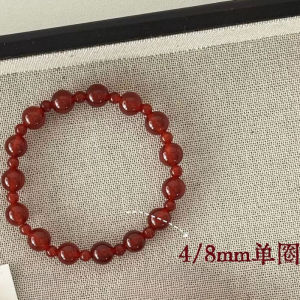 Vòng tay hạt đá mã não đỏ tự nhiên kiểu dáng giống người nổi tiếng vòng đôi hạt tròn đá chalcedony đỏ thời trang nữ thân thiện với làn da trang sức tay pha lê sang trọng quà tặng.