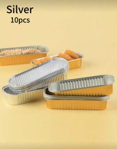 10pcs Disposable mini cake pans with lids Rectagle baking cups aluminum foil