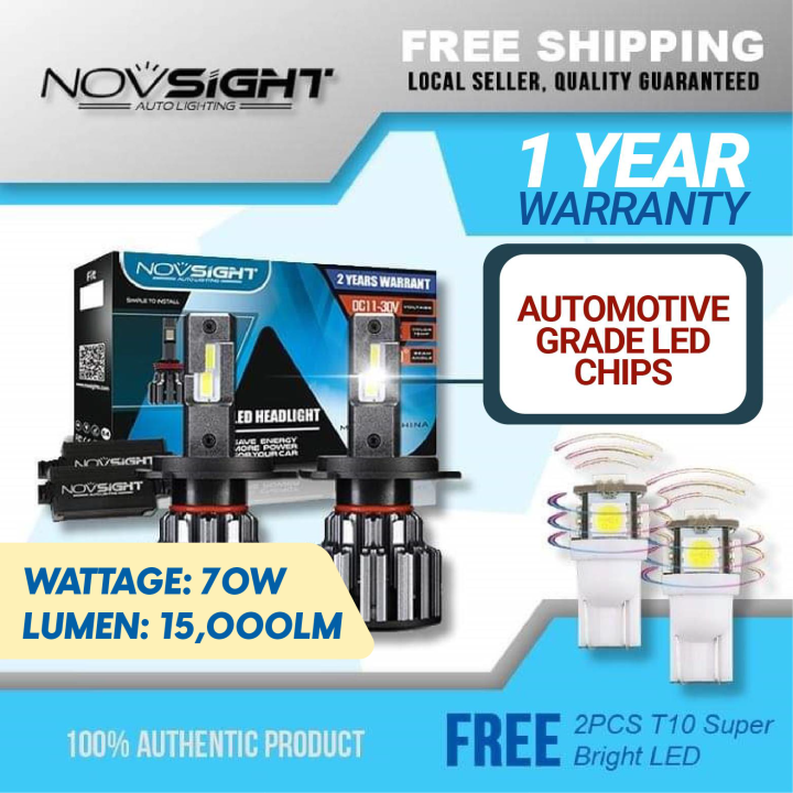 [𝐁𝐄𝐒𝐓 𝐐𝐔𝐀𝐋𝐈𝐓𝐘 𝐍𝐎𝐕𝐒𝐈𝐆𝐇𝐓] NOVSIGHT F03 H4 H11 9005 15,000 Lumens 70 Watts ...