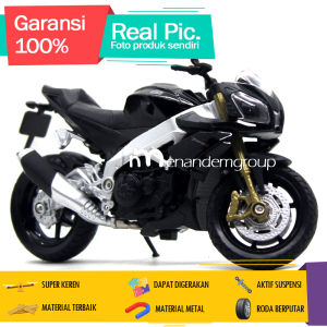 Diecast Miniatur Mainan Motor Gede Moge Naked Sport Aprilia Tuono V4 Besi Metal 1/18