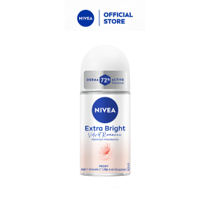 NIVEA Female Deodorant Extra Bright Velvet Romance Roll On 50 ml / Twinpack / Brightening / Anti Perspirant / No Sweat (Deodoran Perempuan)