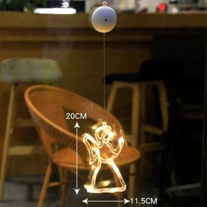 LED Light Snowflake Santa Window Ornaments Decoration for Home Xmas Navidad New Year Christmas Decor Fairy Lamp String Lights