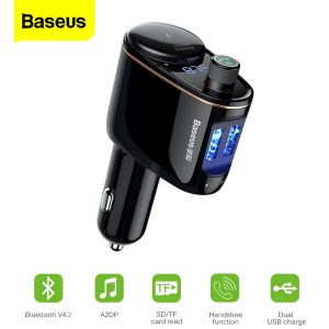 BASEUS Car Bluetooth MP3 Charger Digital Dual USB Multifunction Mobile Car Charger 3.4A