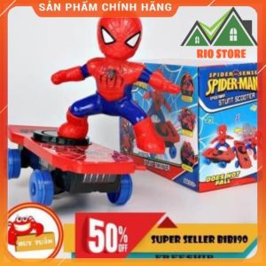 Đồ chơi cho bé hình người nhện trượt ván sử dụng pin có đèn nhạc ván trượt xoay 360 độ Rio store