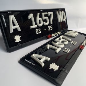 Plat Nomor Mobil Timbul FONT FE NEW LANCIP HITAM Free Cover dengan Label Merk Mobil
