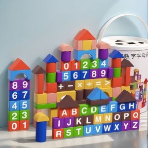 Wooden Building Blocks Kids Educational Toys Preschool Learning Montessori Stacking Puzzle Mainan Kayu