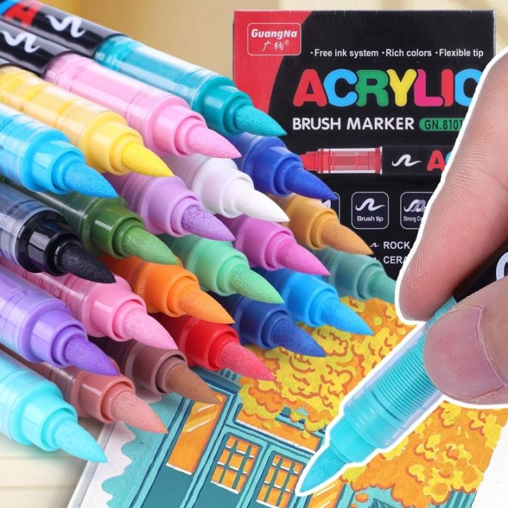 %F0%9F%94%A512/24Pcs%20Acrylic%20Paint%20Pens%20Markers%20Brush%20Tip%20Paint%20Markers%20for%20Rock%20Painting%20Wood%20Canvas%20Stone%20DIY%20Crafts%20-%20Image%203