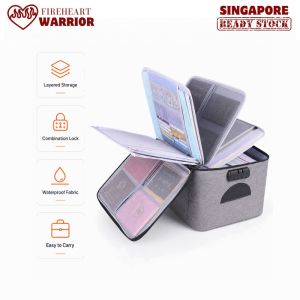 【Fireheart Warrior】 Lockable 5-Layer Document Organizer Bag | Passport & Certificate Case 37 x 27 x 20cm