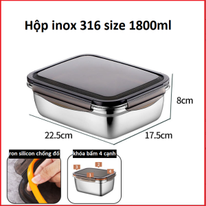 Inox 316 hộp lưu giữ thực phẩm an toàn Nắp Khoá Kín Hơi
