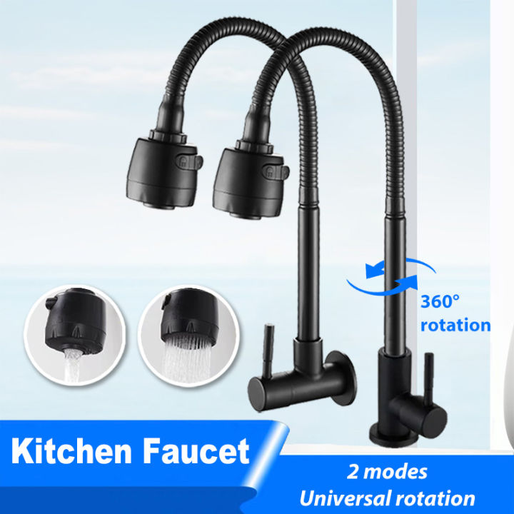 SUS304 Kitchen Faucet 360° Flex Rotation Two Effluent Modes Sink Faucet