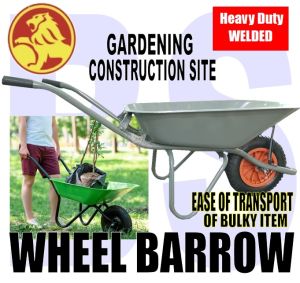 BANSOON GOLDLION H/D WELDED WHEEL BARROW GREY WITH AIR WHEEL. GARDENING. CONSTRUCTION SITES.