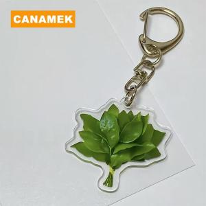 【CANAMEK】 Creative Pomelo Leaf Acrylic Keychains Women Hanger Pendant Decoration Bag Charm Car Keyring Accessories Gifts