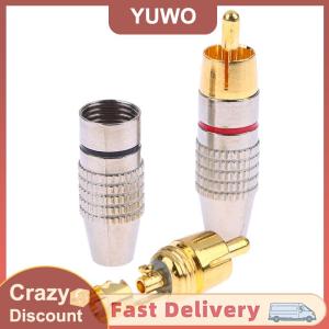 YUWO 2Pcs RCA Male Connector Non Solder Plug Adapter For Audio Cable Plug Video CCTV Camera Solder-Free Adapter Cable Converter