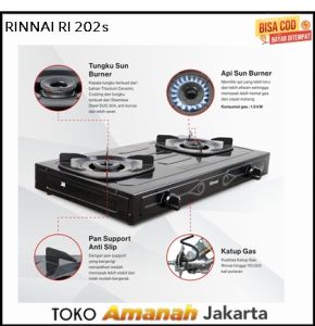 Kompor Gas 2 Tungku RINNAI RI 202S FREE(+) SELANG PAKET REGULATOR GAS SNI
